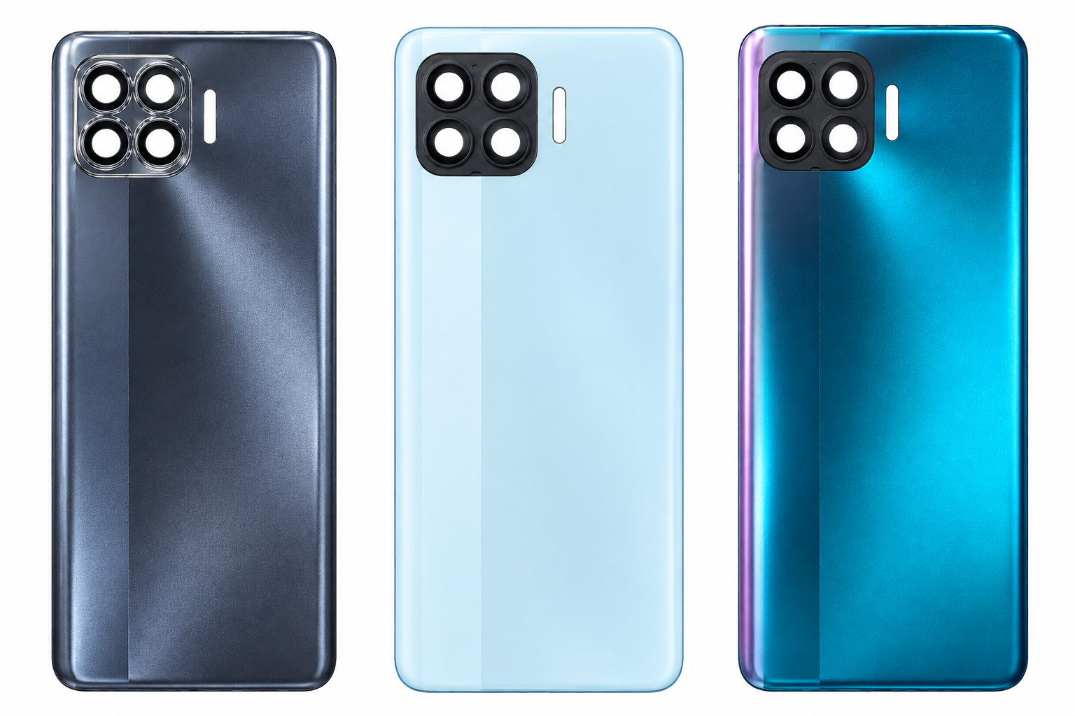Compatible Replacement for OPPO F17 Pro Full Housing Body – Black, Sky Blue & Violet